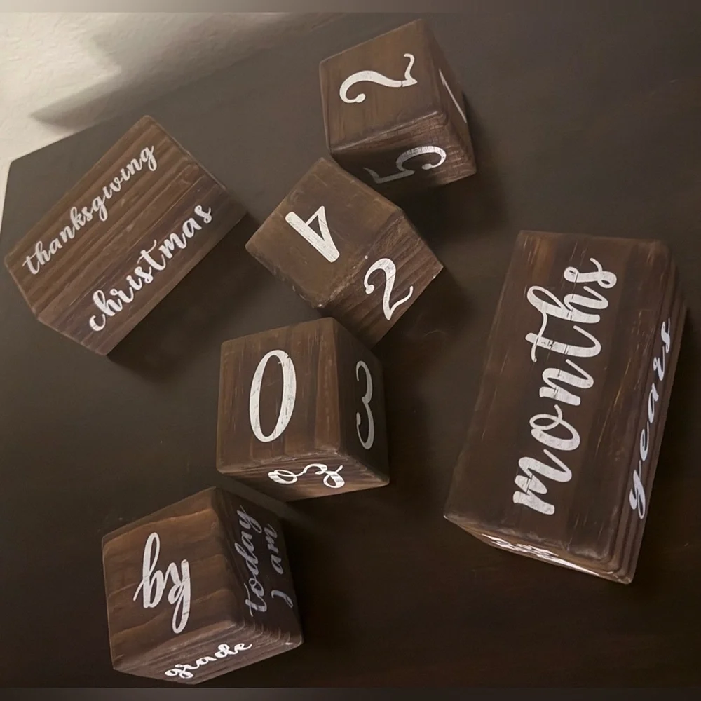 Main Event Wooden Baby Milestone Blocks Farmhouse Photo Prop Unisex Set